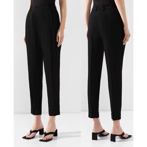 Ann Demeulemeester Pleated Trouser Black Fleecewool Cuffed Relaxed Fit SZ 8 NWT